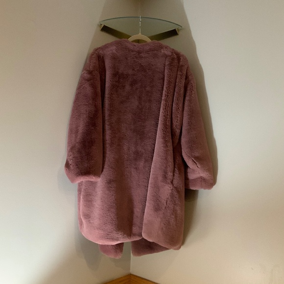 Free People Faux Fur Jacket Dusty Rose/Pink Color Sz M/L - Picture 3 of 13